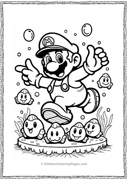 Mario With Cheep Cheeps In The Water Free PDF Printable