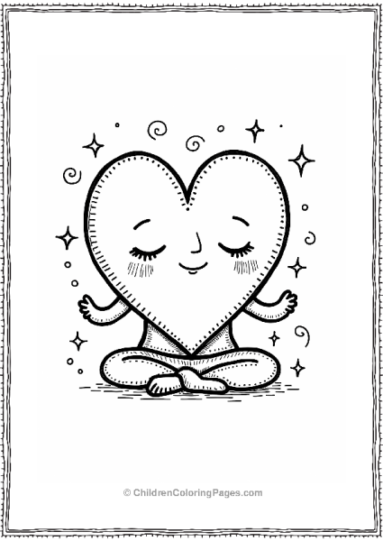 Meditating Heart With Swirls And Stars Free PDF Printable