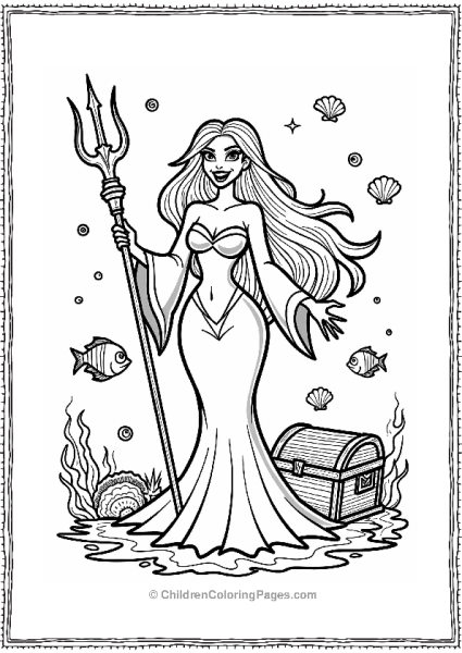 Menacing Sea Witch With Trident Free PDF Printable