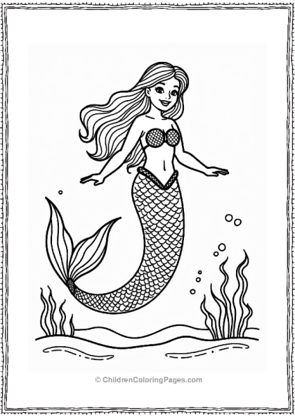 Mermaid Outfit In A Simple Ocean Free PDF Printable