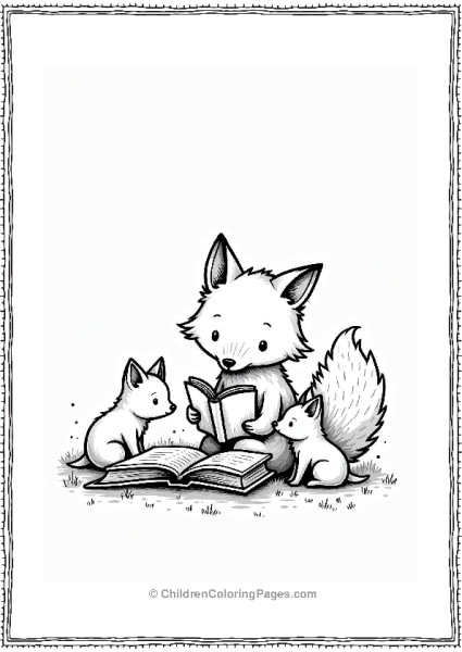 Mother Fox Reading To Her Kits Free PDF Printable