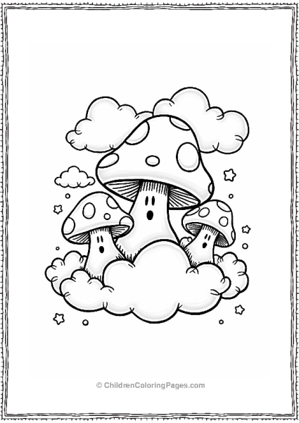 Mushroom Clouds In A Whimsical Sky Free PDF Printable