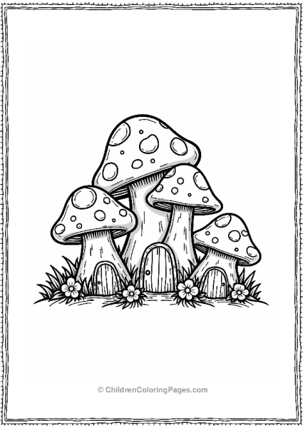 Mushroom Houses In A Whimsical Landscape Free PDF Printable