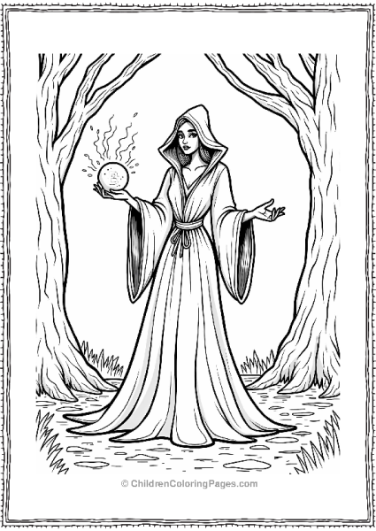 Mysterious Sorceress In A Shadowy Forest Free PDF Printable