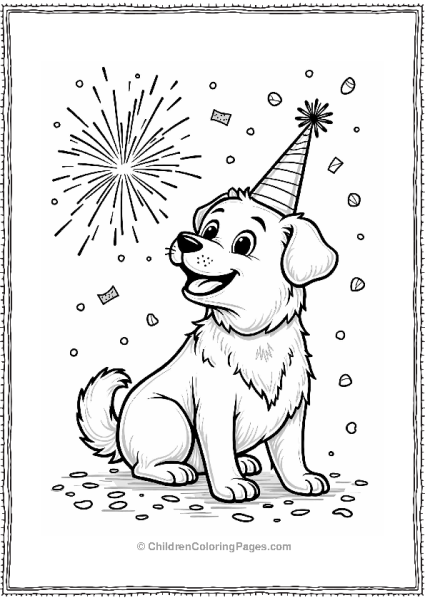 New Year Celebration With A Cheerful Dog Free PDF Printable