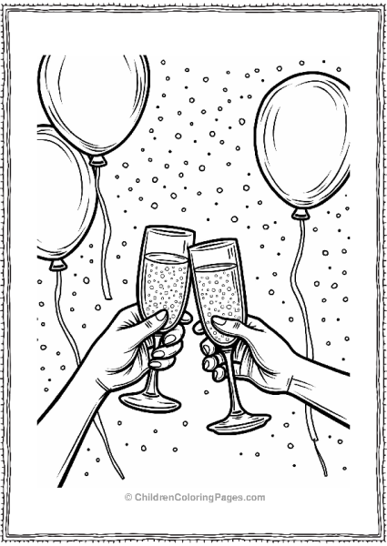 New Year Celebration With Sparkling Drinks Free PDF Printable