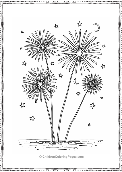 New Year Fireworks In The Night Sky Free PDF Printable