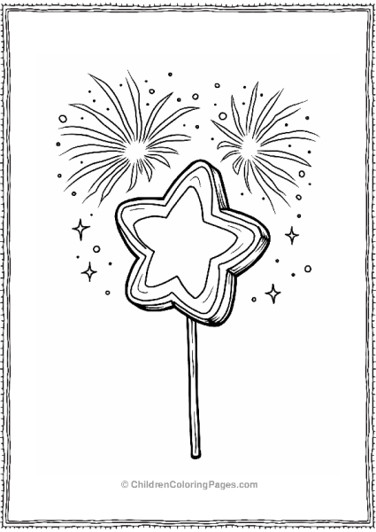 New Year’s Lollipop With Fireworks Free PDF Printable