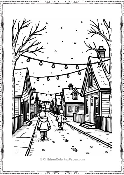 New Year’s Street With Holiday Lights Free PDF Printable