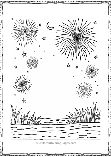 New Years Fireworks In A Starry Night Sky Free PDF Printable