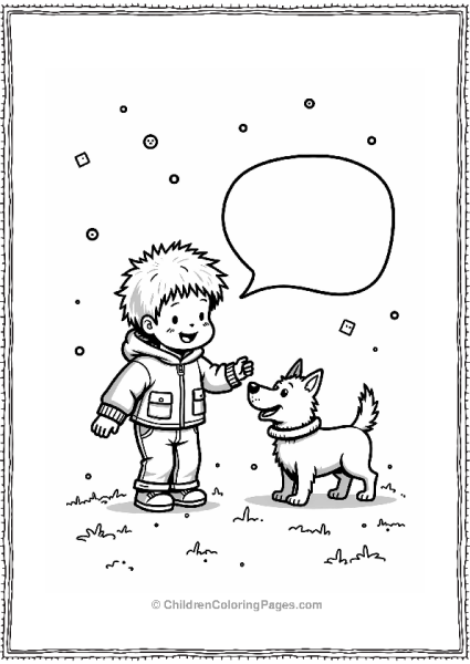 New Years Resolution Boy And Dog Playing In Snow Free PDF Printable