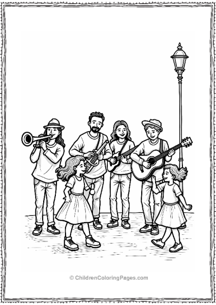 New Years Street Musicians Celebrating Free PDF Printable