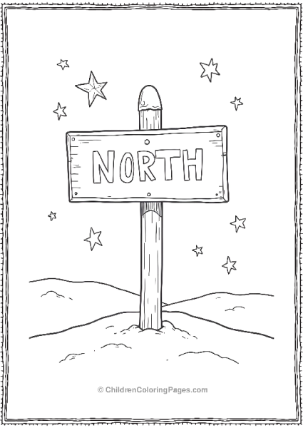 North Pole Sign Surrounded By Stars Free PDF Printable