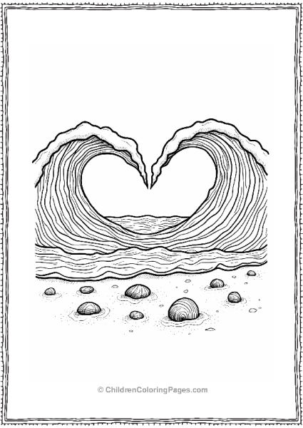 Ocean Wave Heart Coloring Page Free PDF Printable