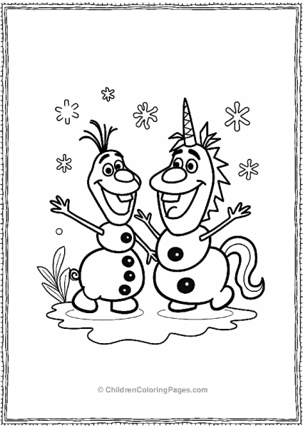 Olaf And The Friendly Unicorn Free PDF Printable