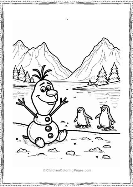 Olaf By A Frozen Lake Free PDF Printable