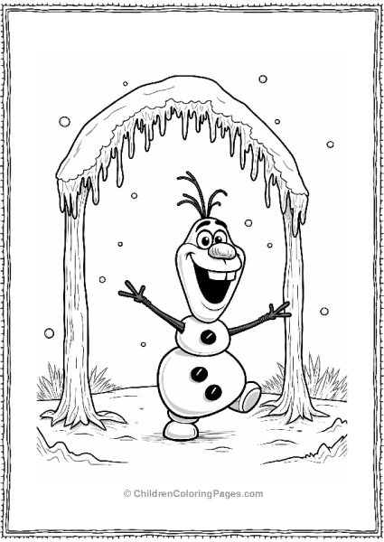 Olaf Dancing Under A Snowy Archway Free PDF Printable