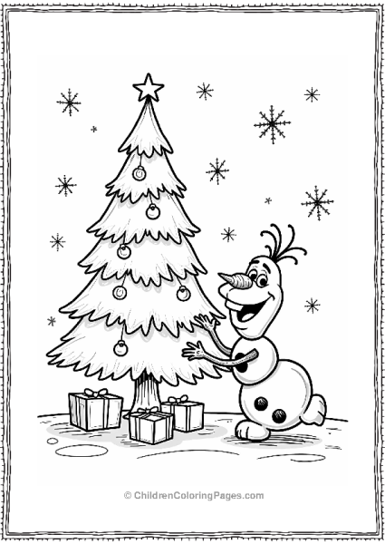 Olaf Decorating A Christmas Tree Free PDF Printable