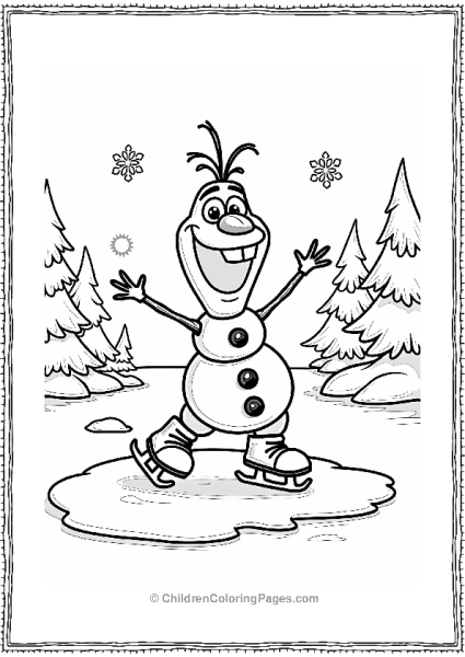 Olaf Ice Skating On A Frozen Pond Free PDF Printable