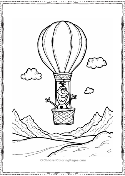 Olaf In A Hot Air Balloon Free PDF Printable