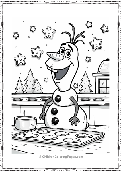 Olaf In A Whimsical Cookie Factory Free PDF Printable