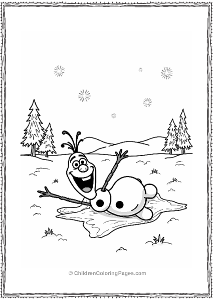 Olaf Making Snow Angels In The Snow Free PDF Printable