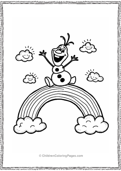 Olaf Riding A Rainbow Free PDF Printable