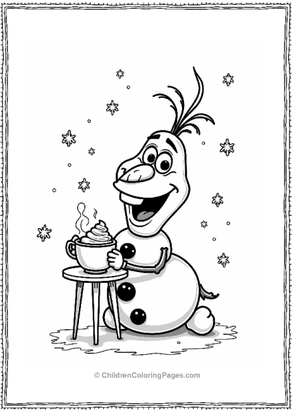 Olaf Sipping Hot Chocolate Free PDF Printable