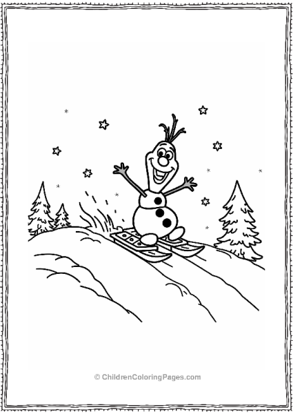 Olaf Sledding Down A Snowy Hill Free PDF Printable