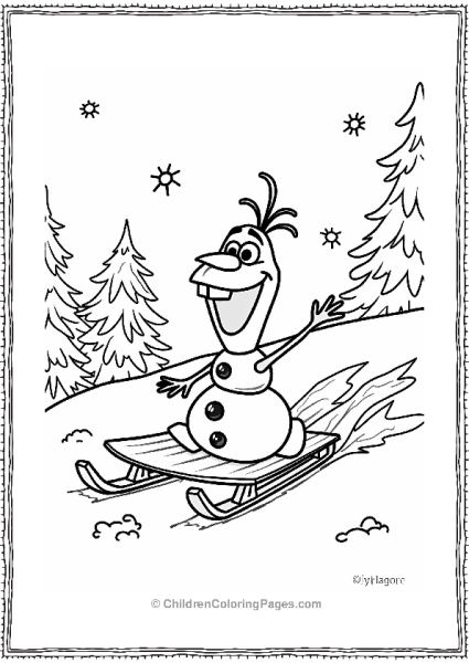 Olaf Sledding Down A Snowy Slope Free PDF Printable