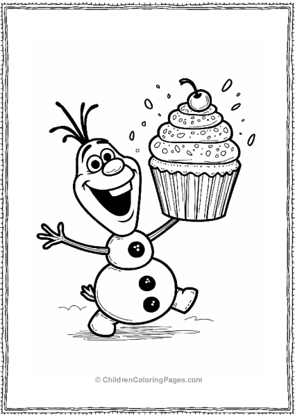 Olaf With A Cupcake Free PDF Printable