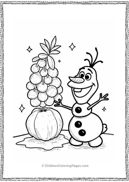 Olaf With A Fruit Snowman Free PDF Printable