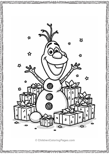 Olaf With Holiday Gifts Free PDF Printable