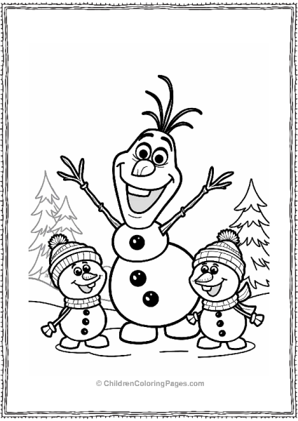 Olaf With Snowman Family Free PDF Printable