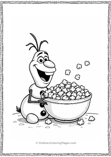 Olaf With Snowy Popcorn Free PDF Printable