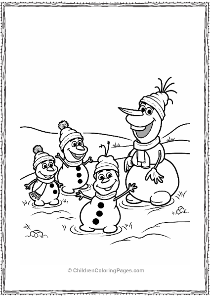 Olaf With The Snowman Family Free PDF Printable