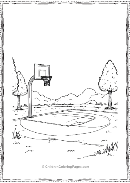 Outdoor Basketball Court In A Park Free PDF Printable