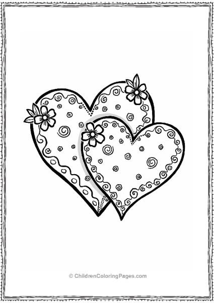 Overlapping Hearts With Playful Patterns Free PDF Printable