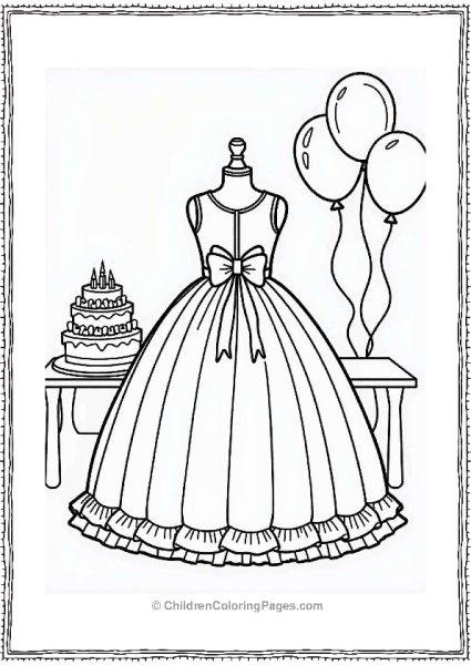 Party Dress With Ribbons And Cake Free PDF Printable