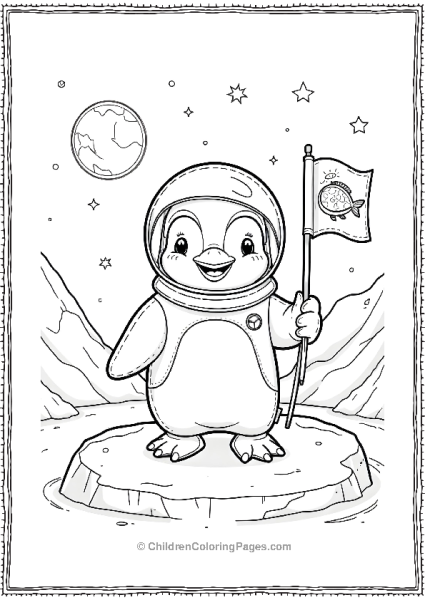 Penguin Astronaut On An Ice Planet Free PDF Printable