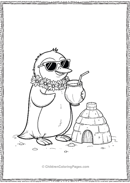 Penguin At A Tropical Beach Party Free PDF Printable