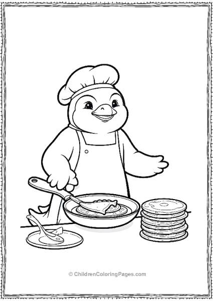 Penguin Chef Flipping Fish Pancakes Scaled Free PDF Printable