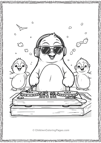 Penguin Dj At An Arctic Party Free PDF Printable