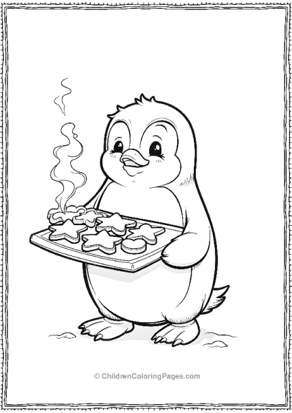 Penguin Holding A Tray Of Fresh Cookies Free PDF Printable