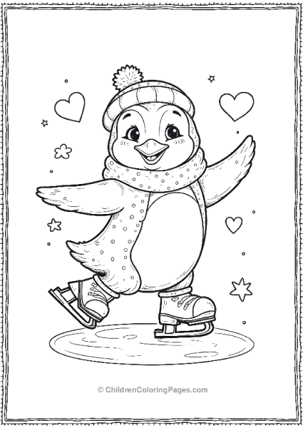 Penguin Ice Skater Spinning On Ice Free PDF Printable