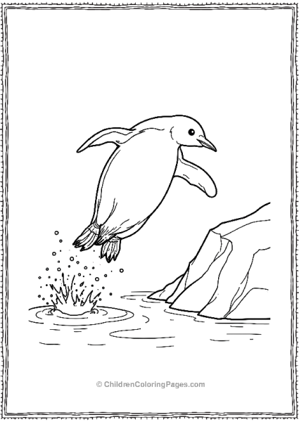 Penguin Leaping From Ice Into Water Free PDF Printable