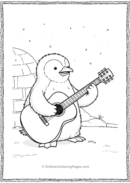 Penguin Playing The Guitar Free PDF Printable