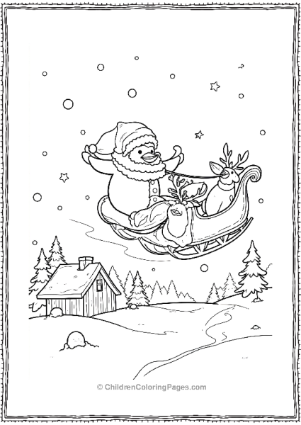 Penguin Santa Riding A Sleigh Free PDF Printable