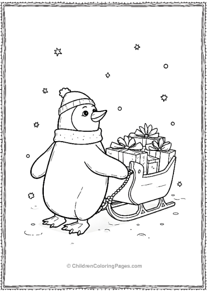 Penguin Sled Delivery Of Gifts Free PDF Printable