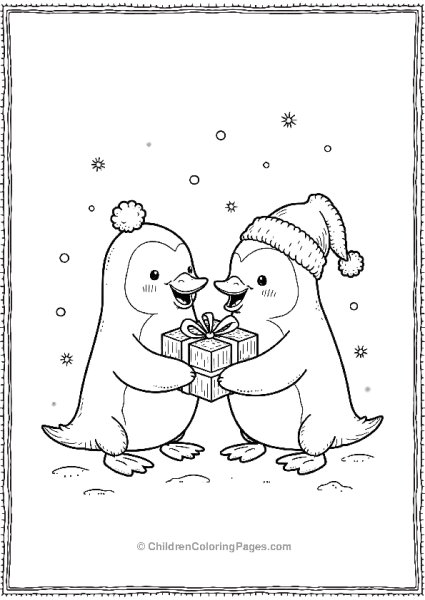 Penguins Exchanging Fish Themed Gifts Free PDF Printable